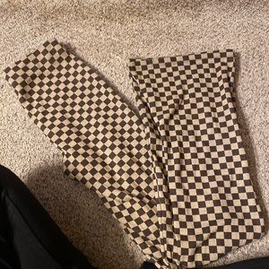 Brown checkered Flare UrbanOutfitters pants